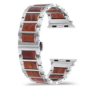 Correa de lujo de madera de Koa y acero inoxidable para <span class=keywords><strong>Apple</strong></span> <span class=keywords><strong>Watch</strong></span> IWatch Series Ultra2 1-10 38/40/41/42/44/45/46/49mm - Product Image 4