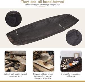 Cuenco de masa de madera, cuenco decorativo negro tallado a mano de 22 ", cuencos de masa de madera rústica, decoración para mesa de comedor de granja y hogar - Product Image 6