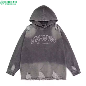 Vente en gros de sweat à capuche personnalisé épais en coton French Terry, délavé à la pierre, respirant, écologique, style vintage américain, effet usé et délavé à l'acide - Product Image 5