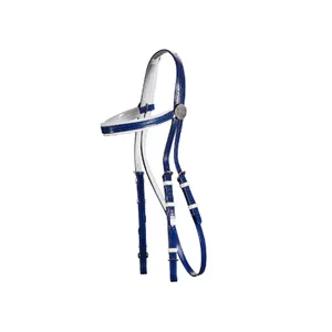 Fournisseur de gros PVC cuir bride de cheval forme anatomique doux rembourré casque extra confort personnalisation fantaisie course licou - Product Image 1
