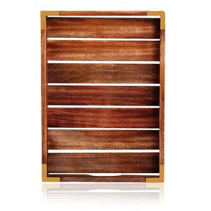 Plateau de service de forme carrée en bois 100% naturel, fabriqué à la main, plateau Design, produit très vendu, plateau de haute qualité pour la maison et l'hôtel - Product Image 1