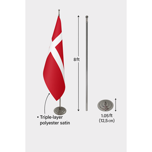 Denmark Official Indoor Pennant <b>Flag</b> Digital Print Aluminum <b>Pole</b> Nylon Silk Display Automotive Insurance Education Industries - Product Image 6