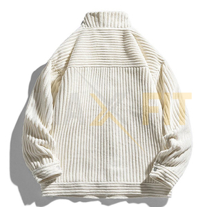 Nueva moda personalizada, cárdigan informal, chaqueta Cargo de pana de Color sólido, cuello levantado, manga larga, prendas de vestir sin capucha, tela de lona - Product Image 2