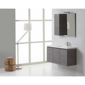 90 cm Right-Sided Bathroom Cabinet with <b>Doors</b> <b>Mirror</b> Miami Wall Unit Set - Product Image 2
