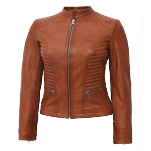 Chaqueta de Moda de Piel de Oveja para Mujer, Corte Entallado con Mangas Largas, Cierre Frontal, Interior de Satén, Chaqueta de Cuero Hecha a Mano - Product Image 4