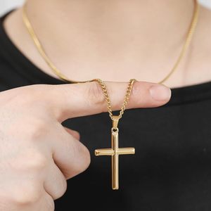 Collana uomo in acciaio inox con ciondolo smussato argento/oro/catena di tendenza nera per uomo e donna - Product Image 6