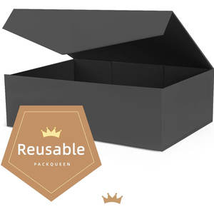 Boîte cadeau avec ruban et carte de vœux vierge, boîte cadeau magnétique noire pour cadeau, boîte de proposition de garçon d'honneur pour toutes les occasions - Product Image 3