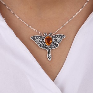 Collar de Plata de Ley con Colgante de Mariposa de Citrino, Estilo Antiguo, Filigrana, Joyería de Piedras Preciosas Hecha a Mano, Certificado IGI, Regalo - Product Image 6