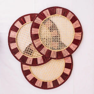 Low Price Pink Round <b>Rattan</b> <b>Placemat</b> and Charger Plates From Vietnam Factory for Dining Table Set of Mats & Pads - Product Image 1