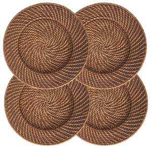 Natural Wicker Rattan Coasters Handmade <b>Round</b> Table Decor For Coffee And Drinks - Product Image 6