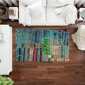 Tapis imprimé à motifs en verre coloré pour la décoration moderne de la maison, avec tapis à poils doux - Product Image 2