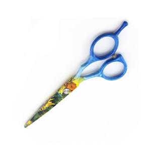 Ciseaux de coiffeur enduits de papier de fleur ciseaux de salon de coiffeur allemands d'acier inoxydable avec le silencieux et le repos de doigt - Product Image 5