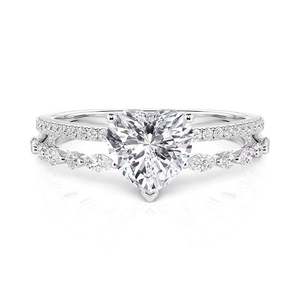 Jeulia Double-Row Heart Shaped Engagement <b>Ring</b> with Bow Accent-Romantic Vintage <b>Statement</b> Jewelry - Product Image 3