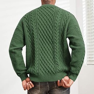 Pull à col rond en tricot torsadé classique pour homme, coton de qualité supérieure, pull d'hiver pour un style décontracté ou professionnel, pull chaud à col rond pour l'hiver - Product Image 3