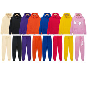 Conjunto de Sudadera con Capucha y Pantalones de Forro Polar para Hombre, Color Sólido, Bordado con Logotipo Personalizado OEM, Transpirable, Informal, para Invierno - Product Image 4