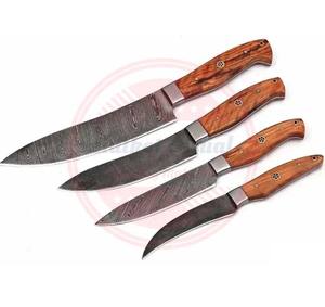 Juego de Cuchillos de Chef Damasco Hechos a Mano de 4 Piezas con Mango de Madera, Juego de Cuchillos de Cocina de Acero Damasco en Venta - Product Image 2