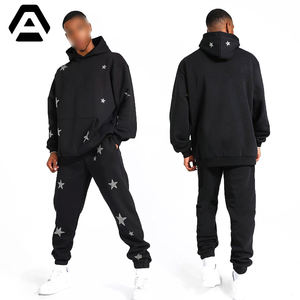 ชุดวอร์มประดับพลอยเทียมเป็นมิตรกับสิ่งแวดล้อมแขนยาวแบบสวมหัวสไตล์สีดำ - Product Image 3