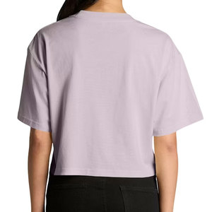 Camiseta Corta para Mujer, Cuello Redondo, Corte Holgado, Color Sólido, Informal, 100% Algodón, Transpirable, para Primavera/Verano - Product Image 3