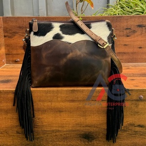 2025, venta al por mayor, bolsos cruzados con flecos de cuero de vaca a la moda de alta calidad para mujer, bolsos con flecos, bolso de hombro de cuero genuino - Product Image 1