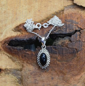 Noir Onyx Gemstone Pendentif Bijoux Pour Femmes Argent Boho Style Bijoux 925 En Argent Sterling Tendance À La Main Pendentif Cadeau - Product Image 5