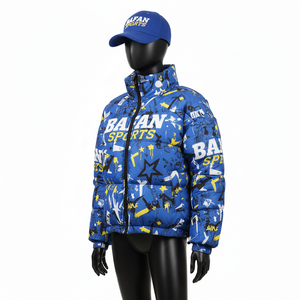 Women Premium Polyester Puffer Jacket Insulated Blue <b>Yellow</b> All Over Print Quilted Custom Logo Puffer Jacket for women - Product Image 4