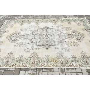 Vintage Turkish <b>Wool</b> Large Rug 5.8x9.3 ft (177x282 Cm) <b>Brown</b> Patchwork Latex Backing Rug - Product Image 3