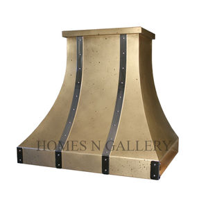 Custom Island & wall mounted brass Antique Copper <b>Range</b> <b>Hood</b> Hand Hammered Apron Design Made to Order Luxury Villa Kitchen Vent - Product Image 3