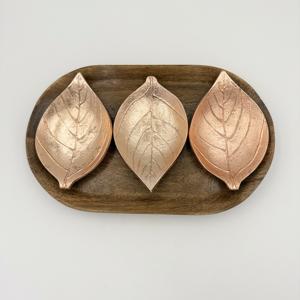 Plato de Frutos Secos de Lujo con Diseño de Hojas, Bañado en Cobre, con Bandeja de Madera, Estilo Vintage Victoriano, con Patrón de Hojas Ornamentales Perforadas - Product Image 5