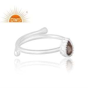 Anillo de piedras preciosas ahumadas naturales de Plata de Ley 925, joyería personalizada para mujer, regalo para ella - Product Image 4