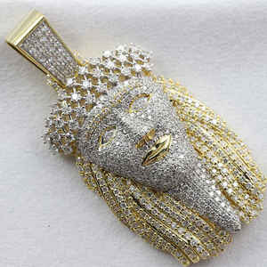 Colgante de Jesús de Hip Hop de moda, Diamante cultivado en laboratorio personalizado, colgante de diseño de fianza de corazón helado de Plata de Ley 925 para Unisex - Product Image 5