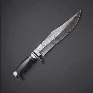 Vente en gros personnalisé OEM ODM Coutellerie Professionnel Couteaux de Chasse et Bowie Acier Damas Drop Point Bull Horn Handle - Product Image 6