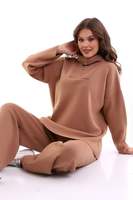 Ensemble de survêtement deux pièces en tricot pour femme Ensemble pull et pantalon surdimensionnés à col roulé uni de haute qualité Tricots texturés doux