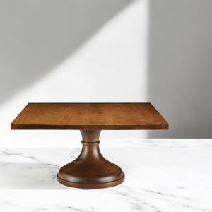 Support à gâteau en bois carré élégant avec finition brune pour servir le gâteau aux dîners Outils de gâteau Produit - Product Image 3