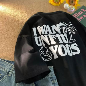 OEM al por mayor Unisex impresión camisas 100% algodón cuello redondo de gran tamaño personalizado Puff Logo camisas Puff impresión camiseta - Product Image 3