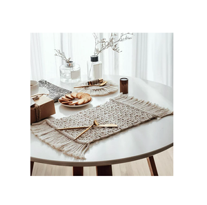 Kitchen Supplies Coasters Cotton Macrame Potholder Fringe Macrame Candle Coaster Woven <b>Placemat</b> for Kitchenware - Product Image 4