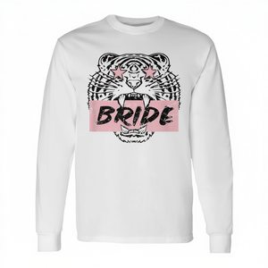 T-shirt rétro à manches longues pour mariée tigre, rose, pour enterrement de vie de jeune fille - Product Image 2