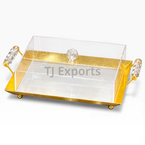 Serveur à chocolat de qualité supérieure avec finition dorée et couvercle en acrylique transparent pour les mariages et les buffets - Product Image 4