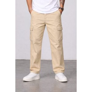 Jean cargo en denim beige pour homme, style vintage moderne et tendance, coupe ample et décontractée, écologique, respirant, léger, grandes tailles 28-42 - Product Image 2