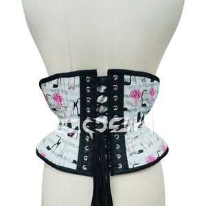 Corset sous-poitrine à baleines en acier, imprimé mode Paris New York - Product Image 6