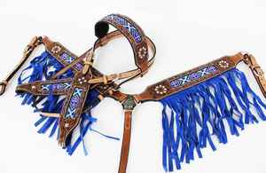 หัวอานแบบตะวันตกและปลอกคอหน้าอกหนังวัวทำจากไนลอนคุณภาพดีดีไซน์เป็นเครื่องมือสำหรับขี่ม้า - Product Image 2