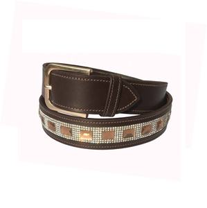 Ceinture en cuir marron multi-cristaux ceinture en cuir brillant ceintures de cavalier en cuir cristal les plus populaires pour hommes et femmes - Product Image 3