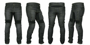 Pantalones vaqueros blindados para motocicleta para hombre con forro de aramida, pantalones de montar en moto con panel elástico - Product Image 5