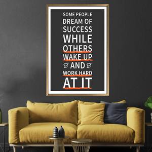 Inspirational Success Quotes Canvas Print - Motivational Artwork Decor,Gold <b>Framed</b> - Product Image 1