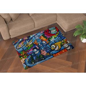Tapis imprimé graffiti : design abstrait coloré pour la salle de jeux moderne, avec tapis moelleux à poils longs - Product Image 4
