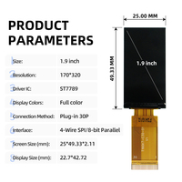 1,9 Zoll TFT-LCD-Displaymodul IPS Großer Betrachtungswinkel RGB SPI 30 PIN ST7789 262k Farben Mikro-Bildschirm