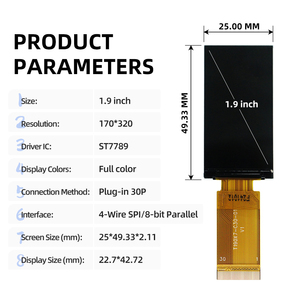 1.9 inch TFT <span class=keywords><strong>LCD</strong></span> hiển thị Module IPS tất cả các góc nhìn RGB SPI 30 pin st7789 262K màu sắc Micro Màn hình hiển thị - Product Image 2