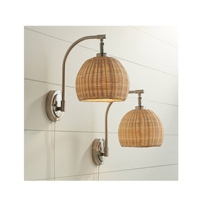 Lámpara de Pared Decorativa Vintage de Ratán y Hierro Hecha a Mano con LED para Dormitorio, Restaurante, Mesita de Noche o Escritorio - Product Image 4