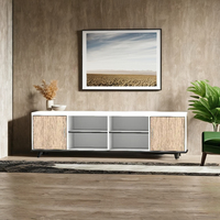 Meuble TV moderne en panneaux de bois avec rangement pour appartement, salon, chambre, entrée, usage hospitalier - Installation facile