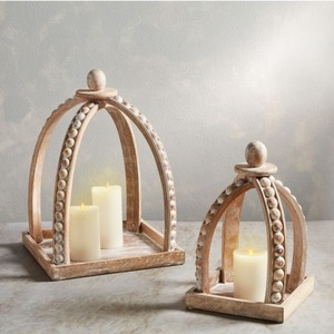 Mango Wood Modern Antique Candlestick Holder <b>Lantern</b> for Home Decoration Christmas & Easter - Product Image 6