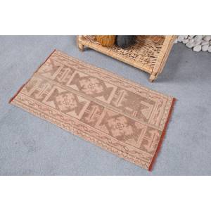 Alfombra de lana marrón turca Vintage 1,4X2,5 pies estilo bohemio tejido plano alfombra de yute para sala de estar pasillo respaldo de látex Patchwork - Product Image 2